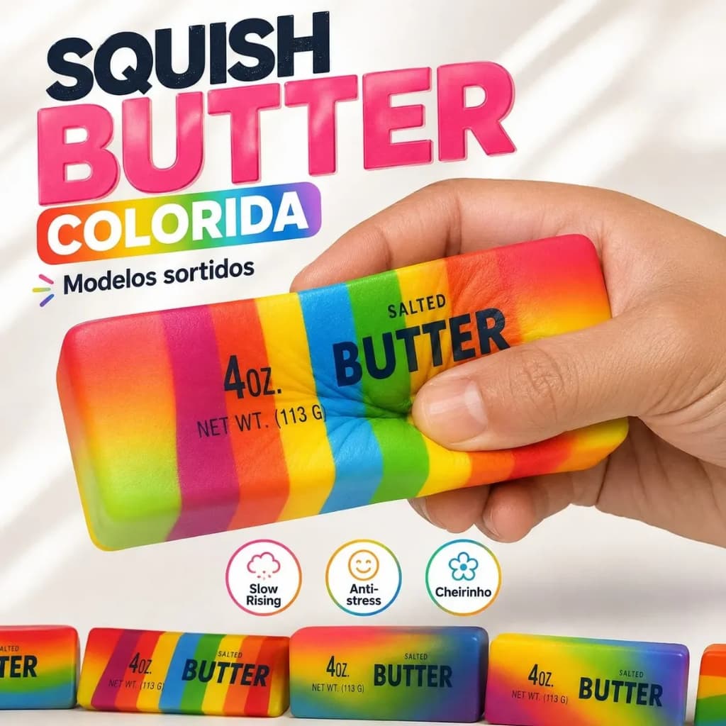 Taba Squishy Manteiga Rara Colorida Butter Surpresa Slow Tik Tok