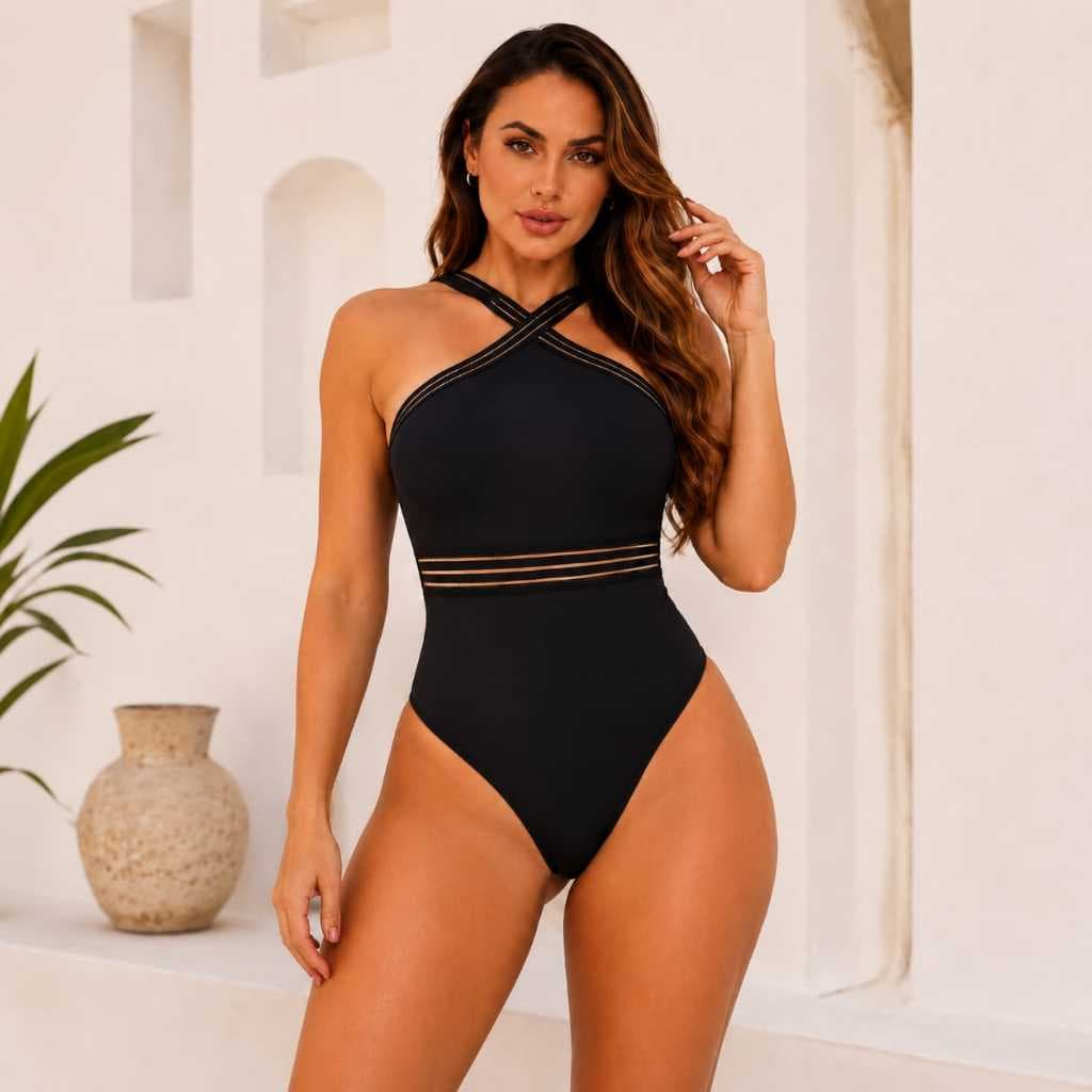 Maiô Body Feminino Com Transparência Modelador Forrado Bojo Removivel Moda Praia Premium Mais Conforto