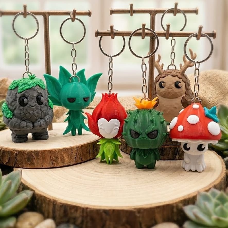 Chaveiro Kawaii – Decora e Organiza Chaves com Estilo, Personagens Natureza, Presente Criativo, Resistente, Exclusivo