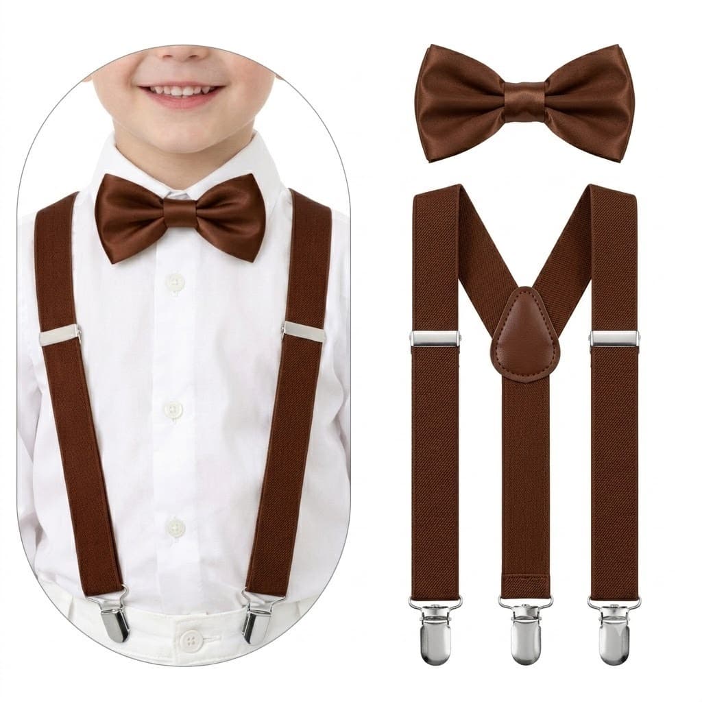 Kit Suspensório Infantil + Gravata Borboleta Ajustável Social Kids Criança Para Festa Igreja Pajem Casamento Formatura