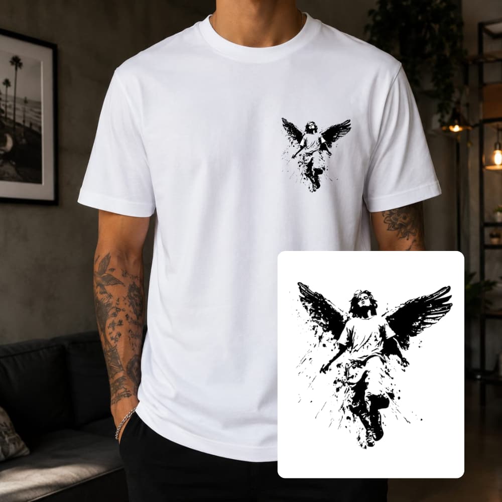 Camiseta Masculina Anjo Streetwear Algodão Estilosa Rap Confortável