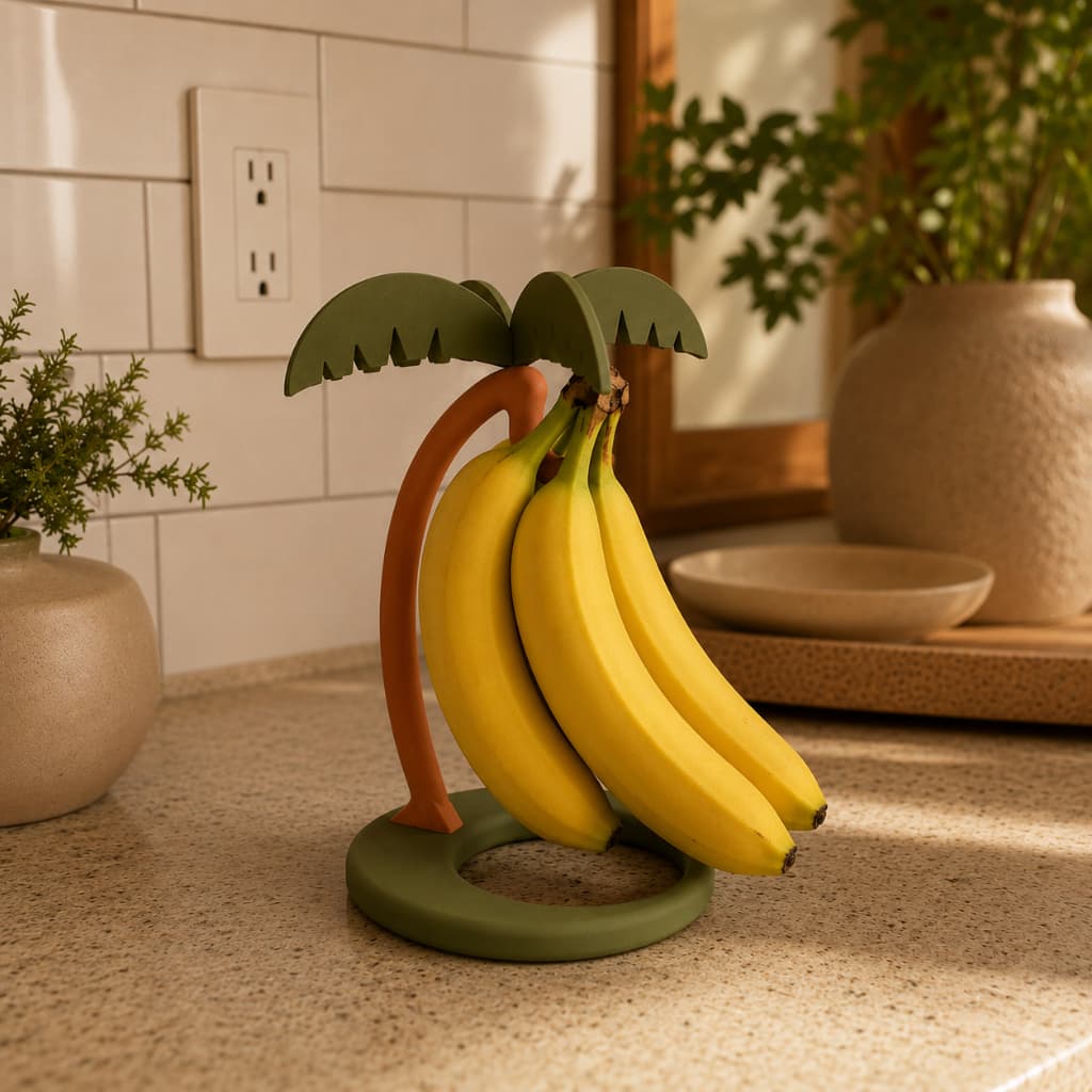 Suporte para Bananas Coqueiro Organizador de Frutas Porta Banana de Bancada Decorativo Cozinha Preserva as Bananas