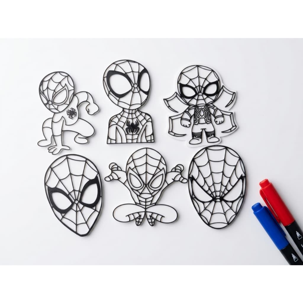 Kit Homem-Aranha para Pintura Infantil | 6 Peças em Plástico para Colorir | Atividade Educativa, Lembrancinha, Festa e A