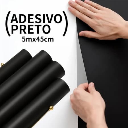 Papel de Parede Adesivo Tipo Contact Preto 5 Metros Autocolante | Decoração Resistente