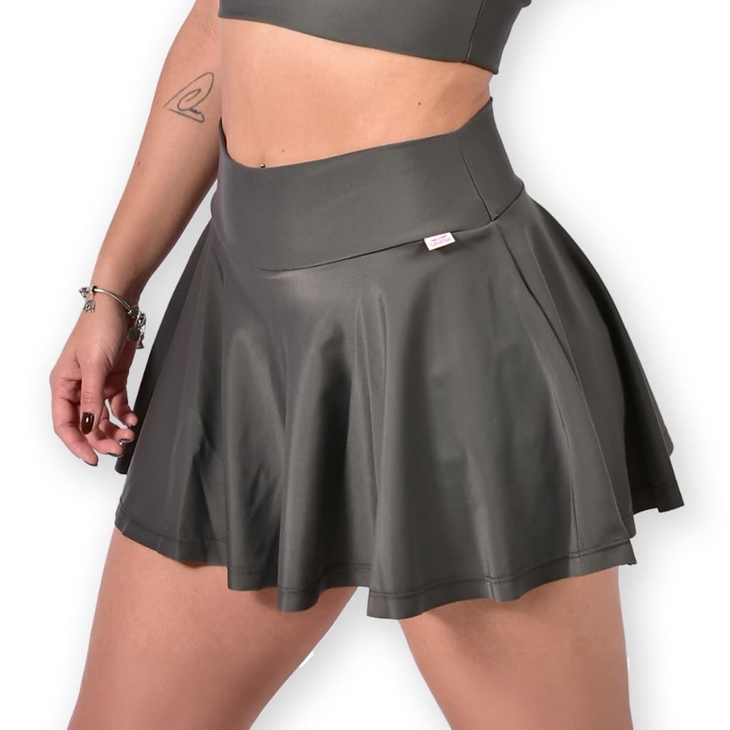 Short Saia Curto Feminino Academia Fitness Brilhoso Zero Transparência