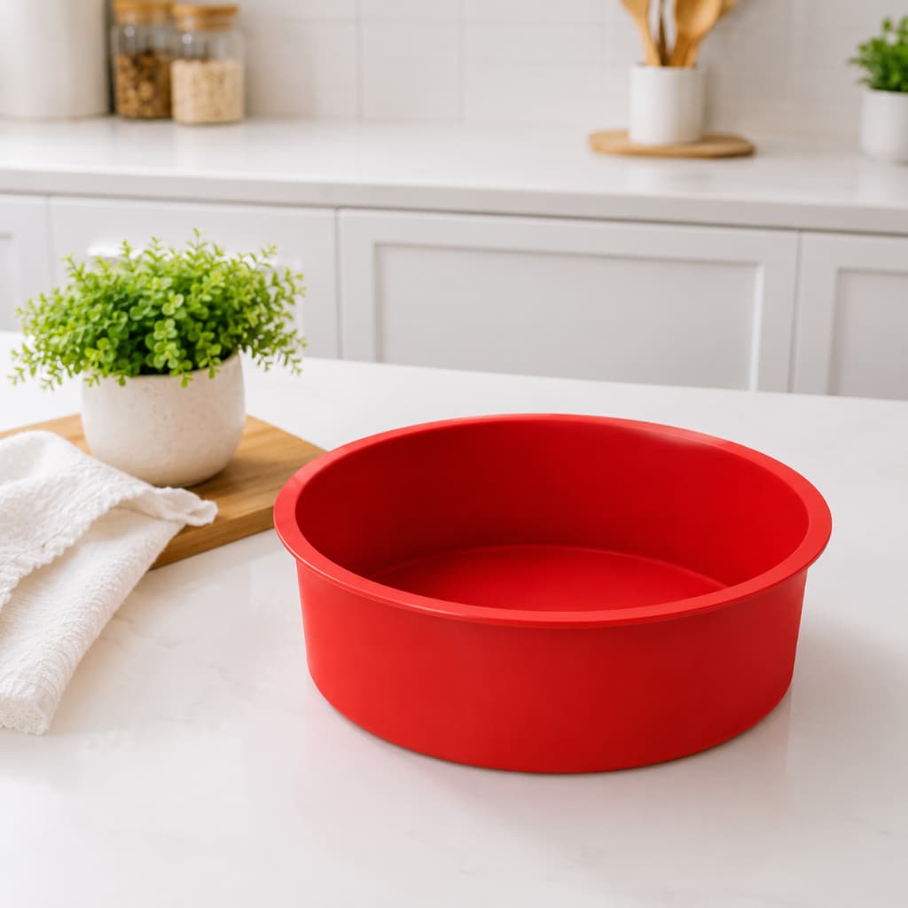 Forma de bolo Silicone 24,5cm Redonda Antiaderente para Torta Resistente Forno Air Fryer Micro-ondas