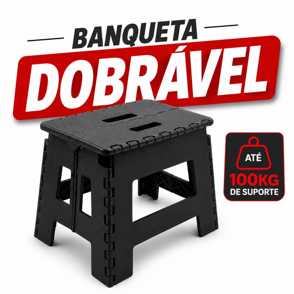 Banquinho Dobrável Portátil 100kg Banqueta Banco PP Reforçado Antiderrapante Camping Pesca Premium