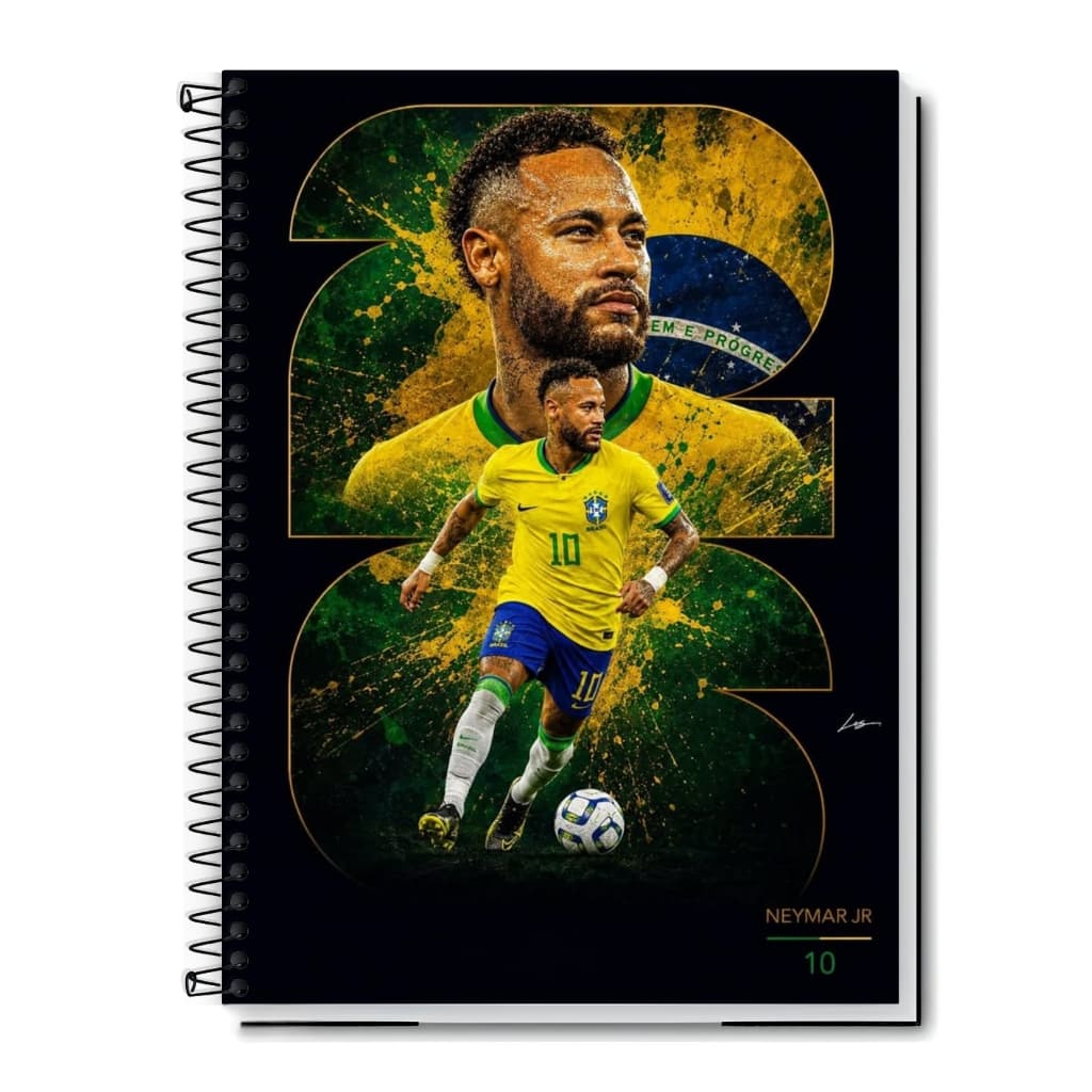 Caderno Universitário | Footbal Neymar |  Design Exclusivo para Estudantes que Inspiram 1,10,15 e 20 Matérias