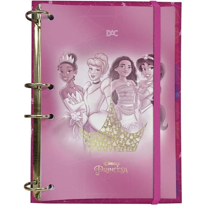Fichário Colegial Princesas Disney Com Elástico 144 Fls Decoradas