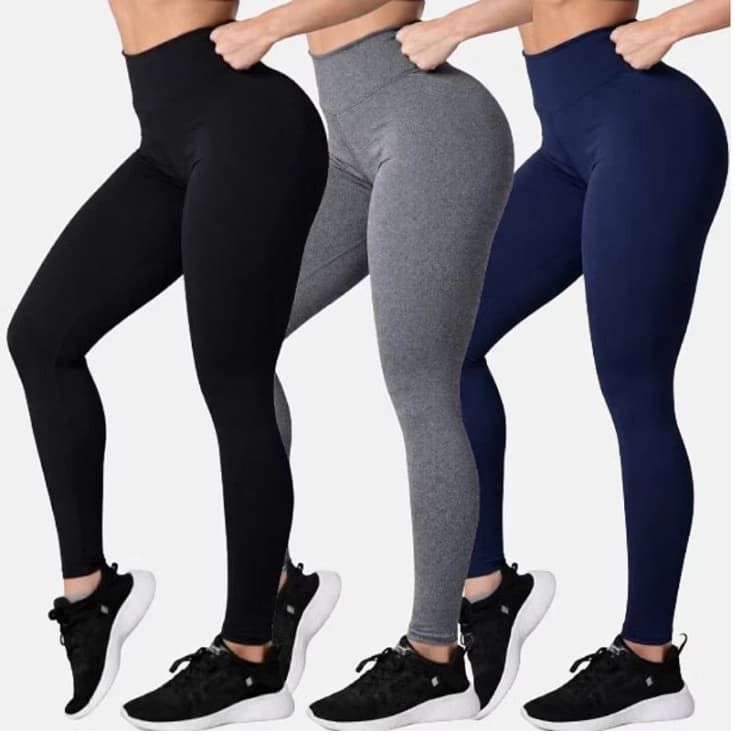 Kit 3 Calça Legging Modela O Corpo Feminina De Academia Zero Transparência Modela O Corpo