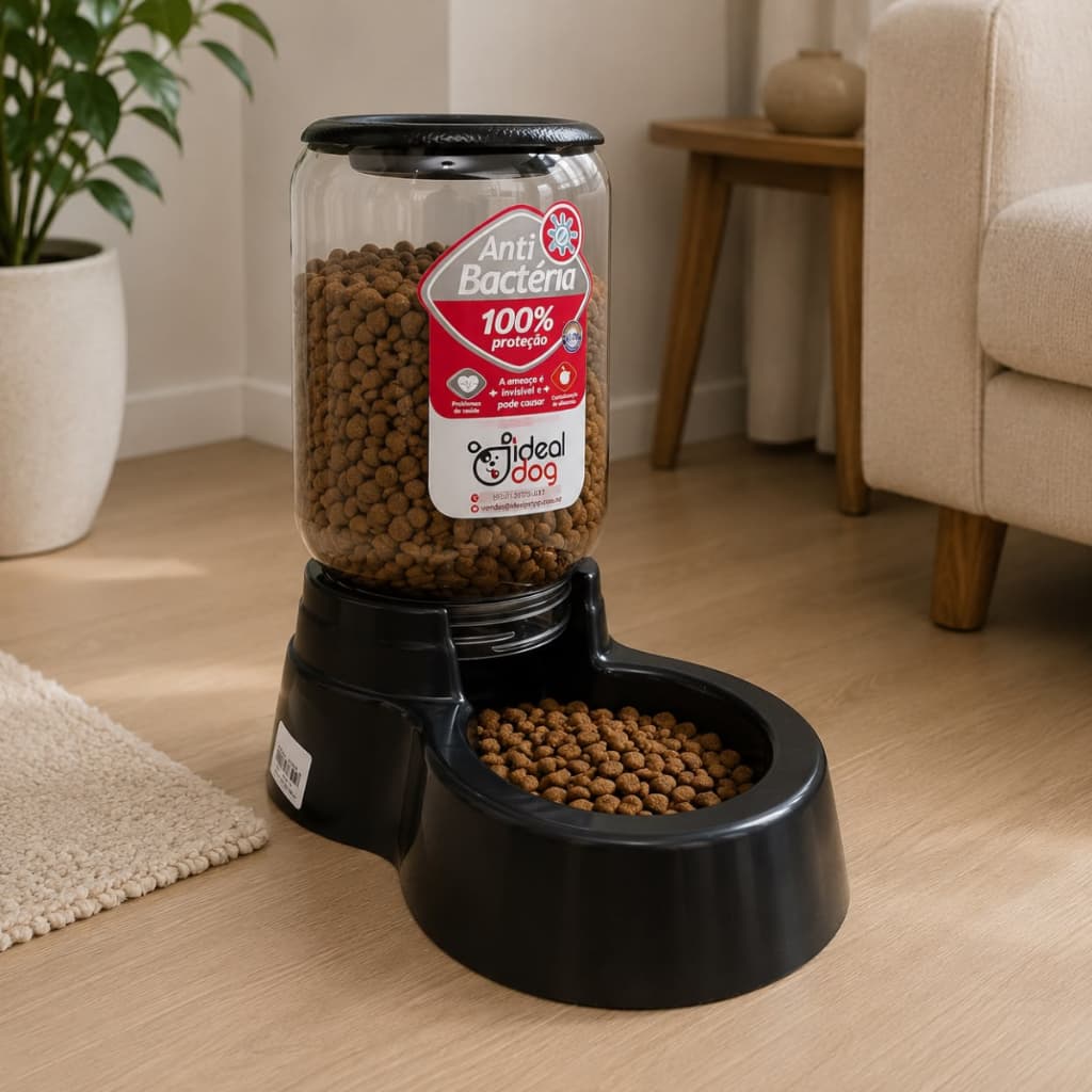 Comedouro Automatico Anti Bactéria Cães Cachorros Gatos Pratico 1,5Kg Ideal Dog