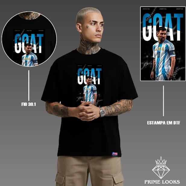 CAMISETA GOAT 100% ALGODÃO TAMANHOS DO P AO G5 ENVIO IMEDIATO