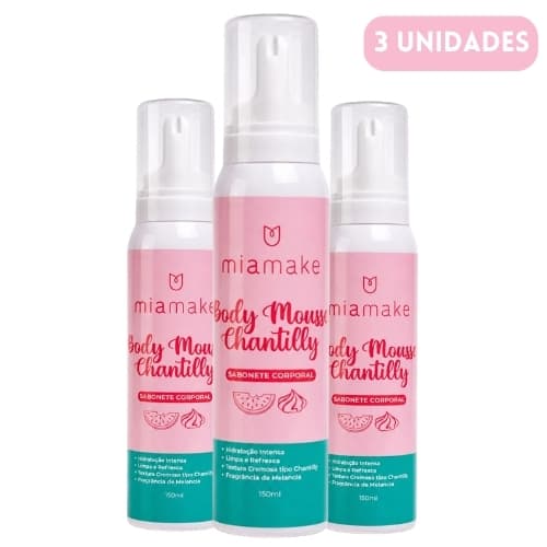Kit 3 Unidades Mia Make Body Mousse Chantilly Com Fragância de Melância
