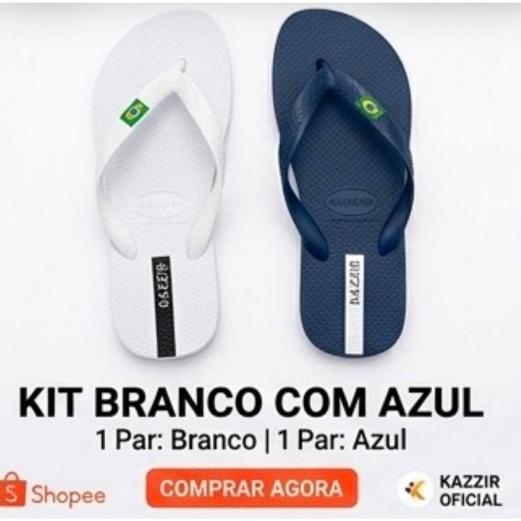 KIT Chinelo Masculino Kazzir Brasil Original Macio Confortável Tradicional De Dedo Envio Rápido