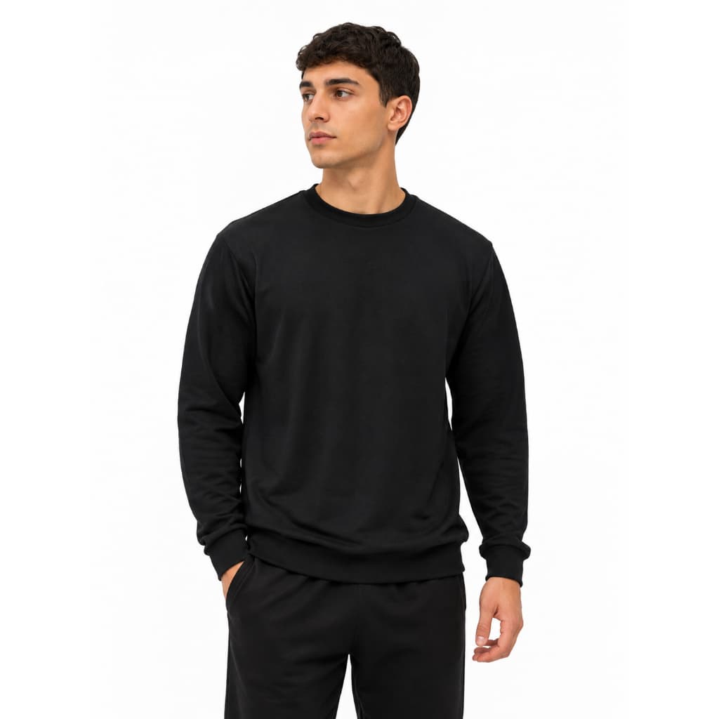 Moletom Preto Gola Redonda Blusa De Frio Confortável