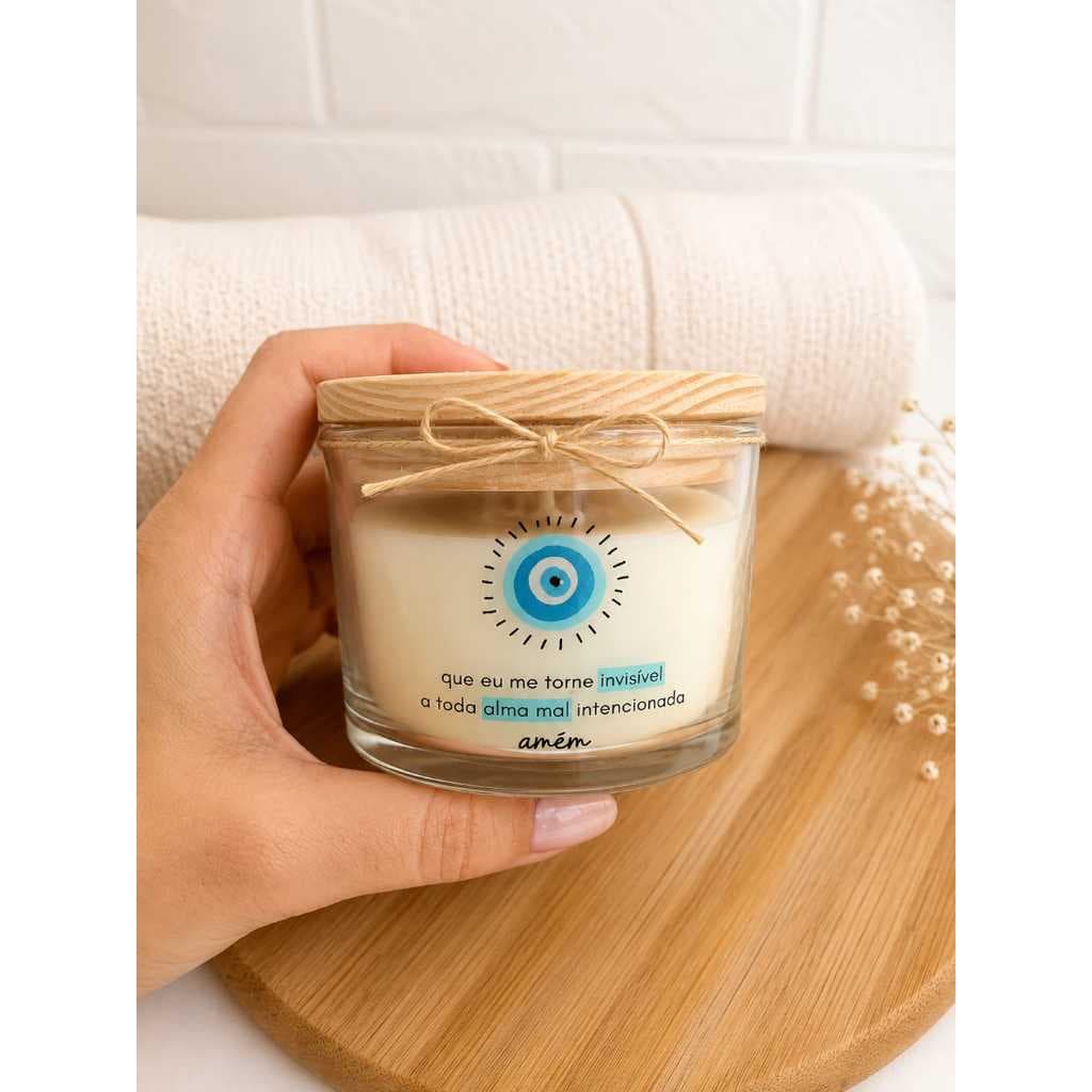 Vela Aromática Vibela Olho Grego 100g Cera Vegetal Presente Decoração Artesanal