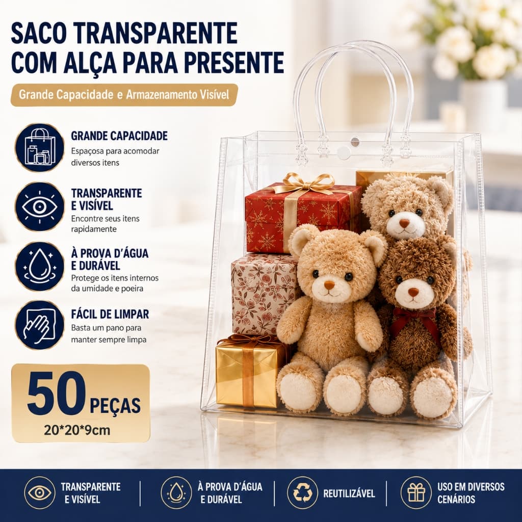 Back Field Kit 50 20*20*9cm Unidades Reutilize Sacos De Presente Plástico Pvc Reutilizável PVC Lembrancinhas