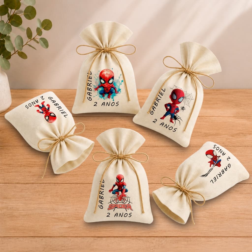 Kit 20 Saquinhos Lembrancinha Personalizada Festa Infantil Aniversário Homem Aranha Baby Cute MOD2 11x17