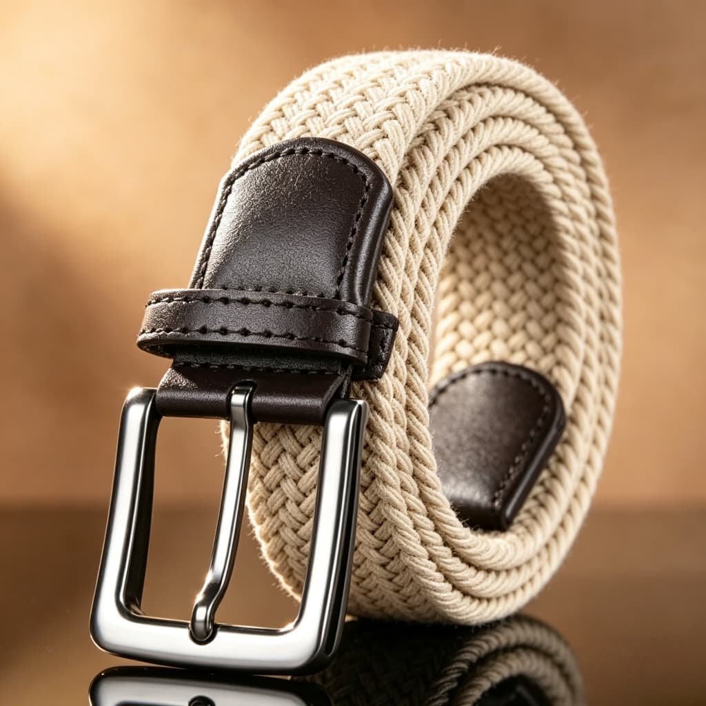 Cinto Masculino Tecido Trançado Elástico ,Reversível para Estilo Social e Casual|Presente Perfeito para Homens Fashion