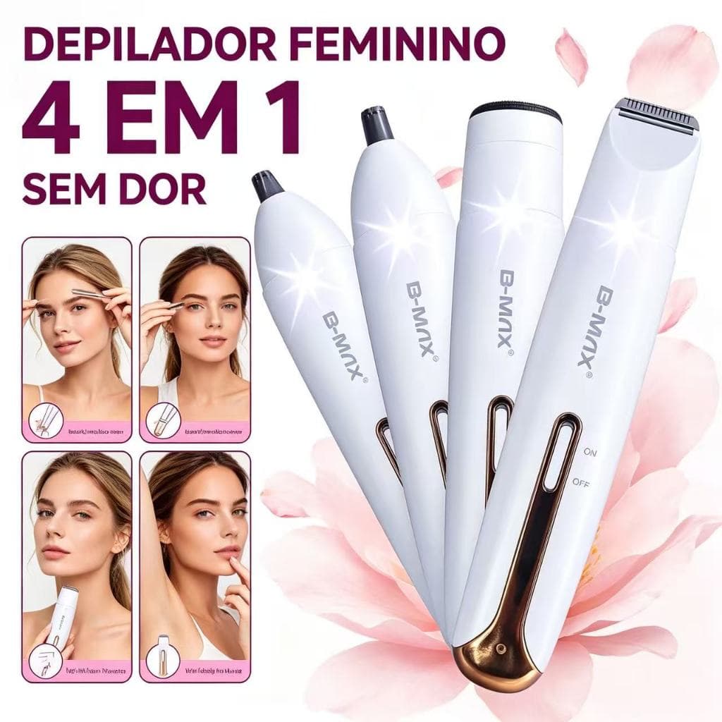 Depilador de cabelo elétrico feminino, 4 em 1 corpo USB recarregável indolor, rosto e sobrancelhas