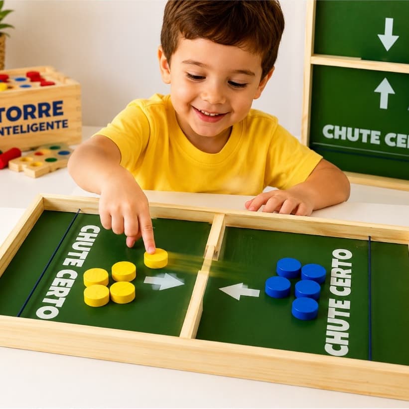 Jogo de Tabuleiro Chute Certo ToyTrade - Brinquedo Educativo Pedagógico Futebol Rapido Campinho Gol