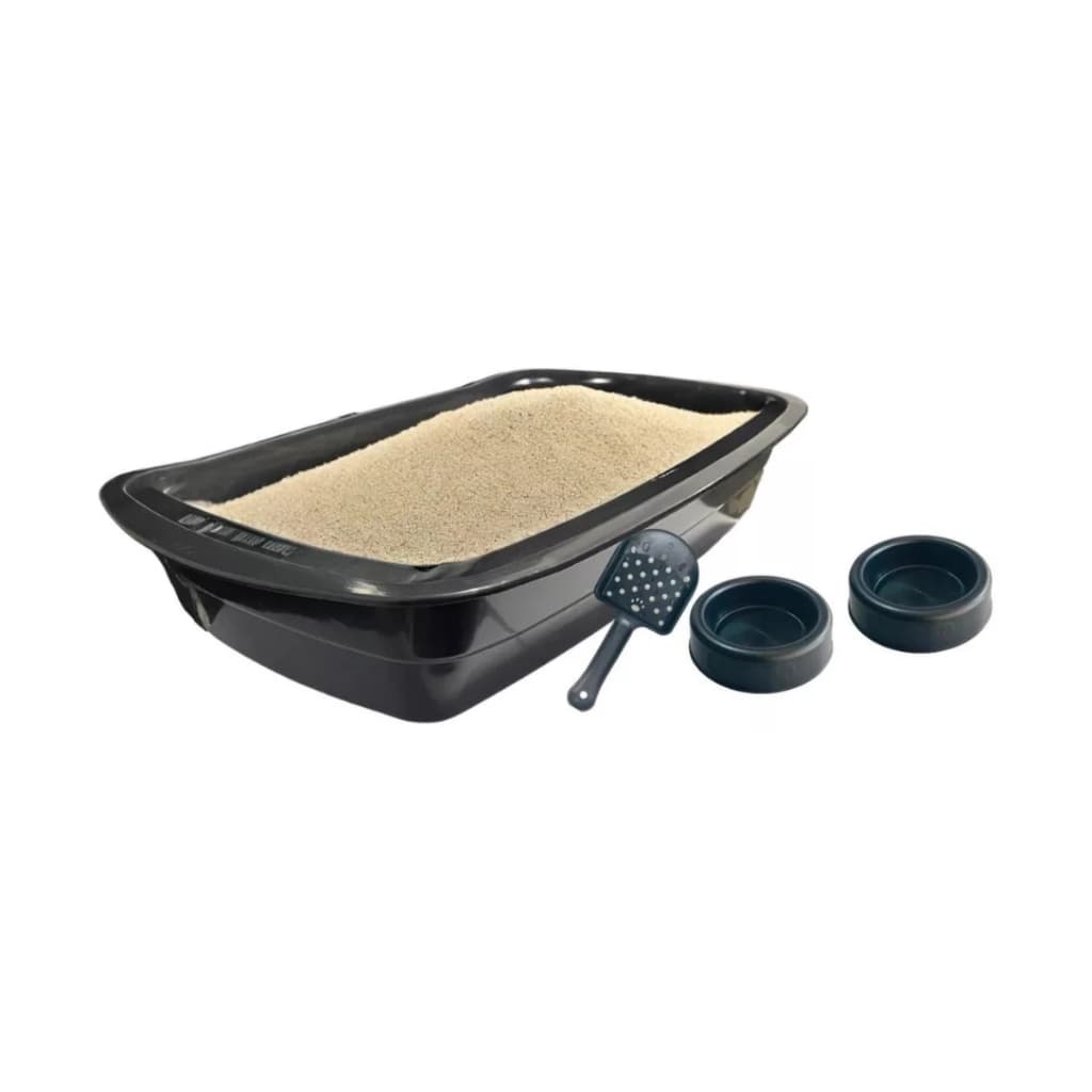 Kit Completo para Gatos Bandeja Higiênica Pá Comedouro e Bebedouro