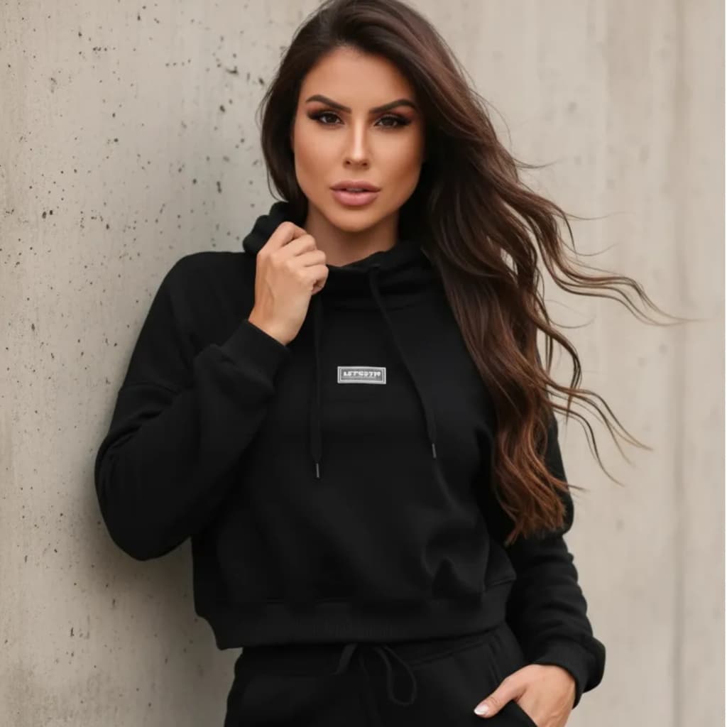 Blusa Moletom Feminina Lets Gym Gola Alta Oversized Casaco, blusa feminina manga longa moletom Ltsgym