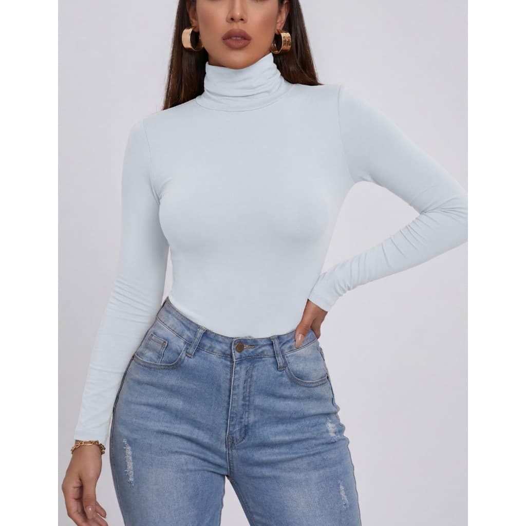 Blusa Feminina Cacharrel Gola Alta Manga Longa Segunda Pele