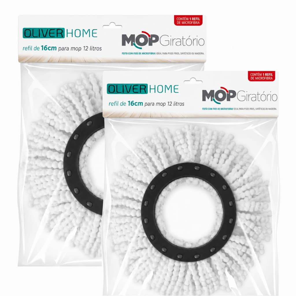Kit Refil Mop 12 Litros Microfibra 16cm 360 Universal Limpeza Esfregão