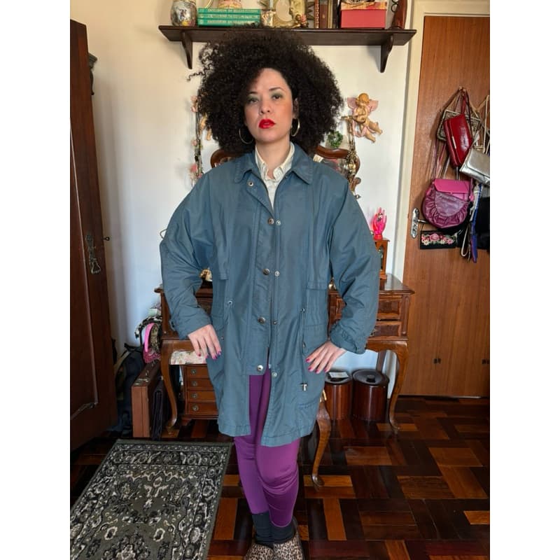 parka casaco de chuva azul importado da Inglaterra brechó vintage alta qualidade