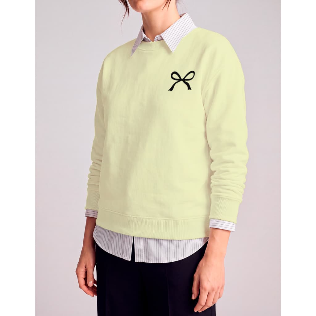 Blusa De Frio Moletom Grosso Gola Careca Estilo Casual Estampa Laços Casual Inverno Sem Capuz Blogueirinha