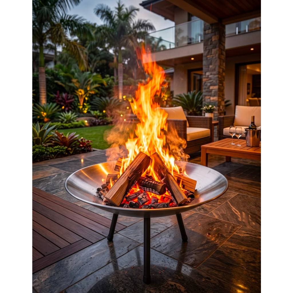 LAREIRA EXTERNA ECOLÓGICA Á LENHA RÚSTICA BRASA FORTE 55CM AÇO CARBONO VARANDA JARDIM ÁREA EXTERNA POUSADAS