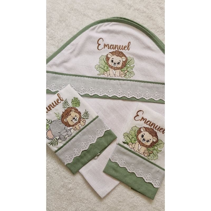 Kit fralda personalizada Toalha De banho com capuz fralda de boca personalizada para bebê