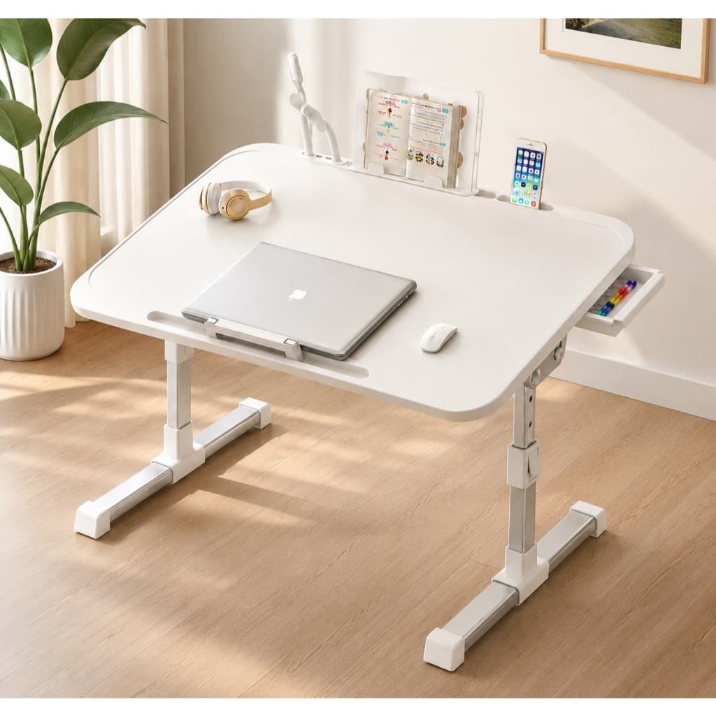 Mesa Para Notebook Dobrável Regulável Com Gaveta Multifuncional com Altura Ajustável