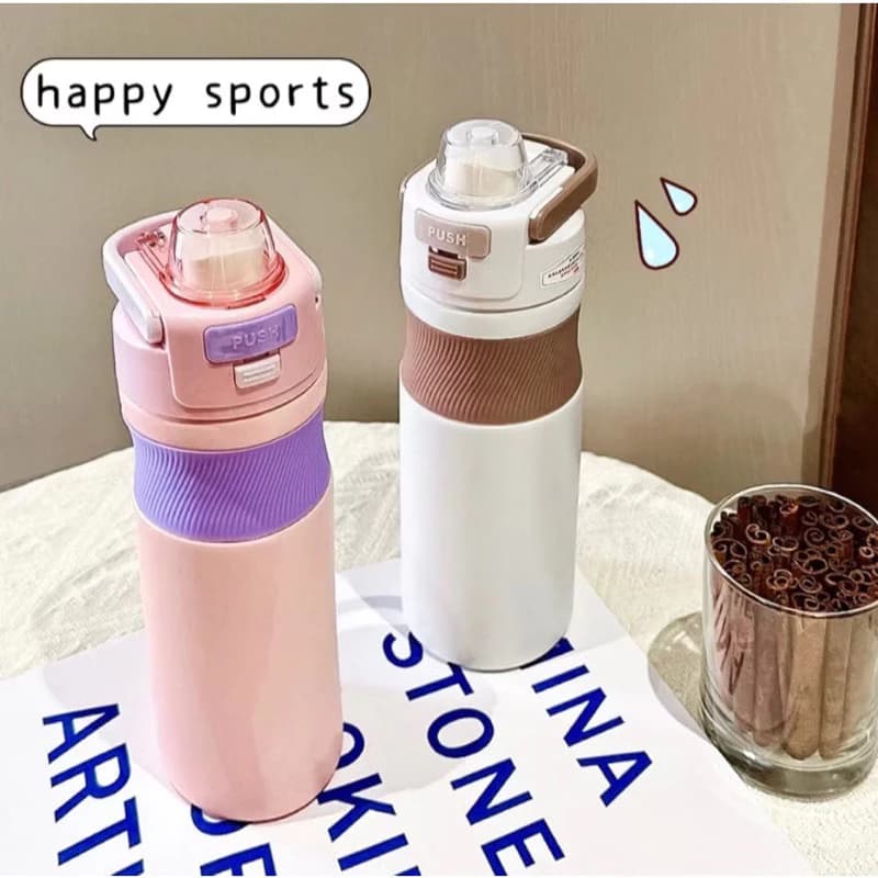 Garrafa Squeeze Térmica 600ml em Aço Inoxidável para Fitness, Academia e Atividades Esportivas