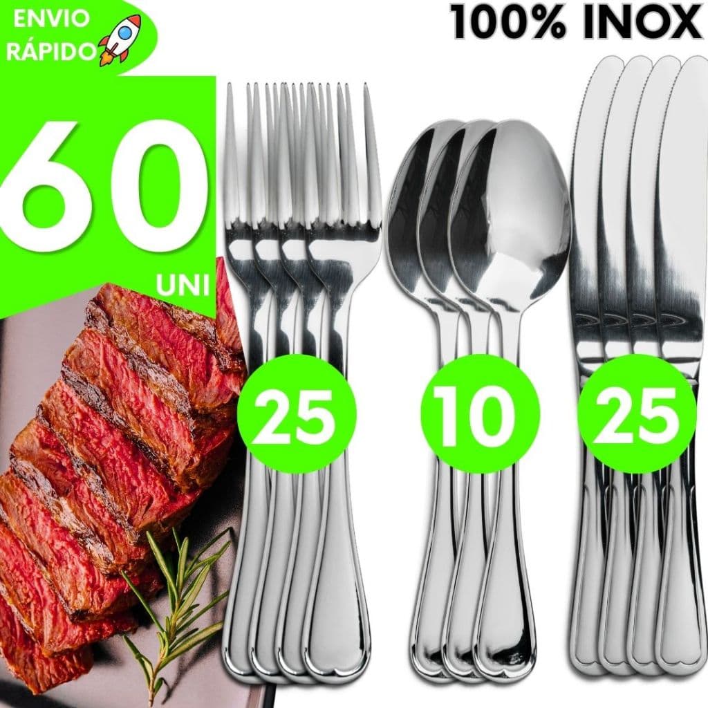 Kit Talheres Inox Talher Pousada Bares Buffet Restaurante Doceria Lanchonete Faca Garfo Colher
