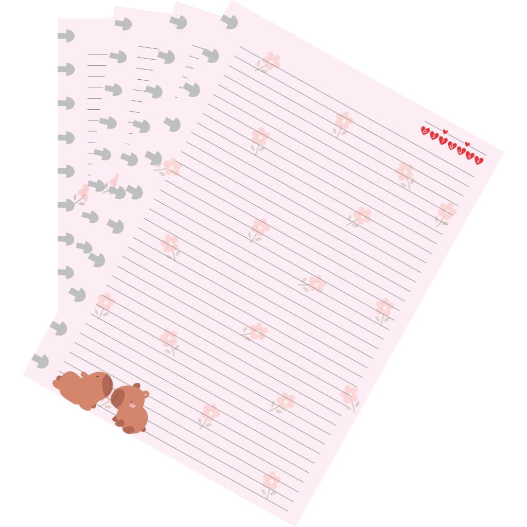 Refil Caderno De Discos Inteligente Capivara 90g Grande 11 Furos Rosa 27,50x20cm