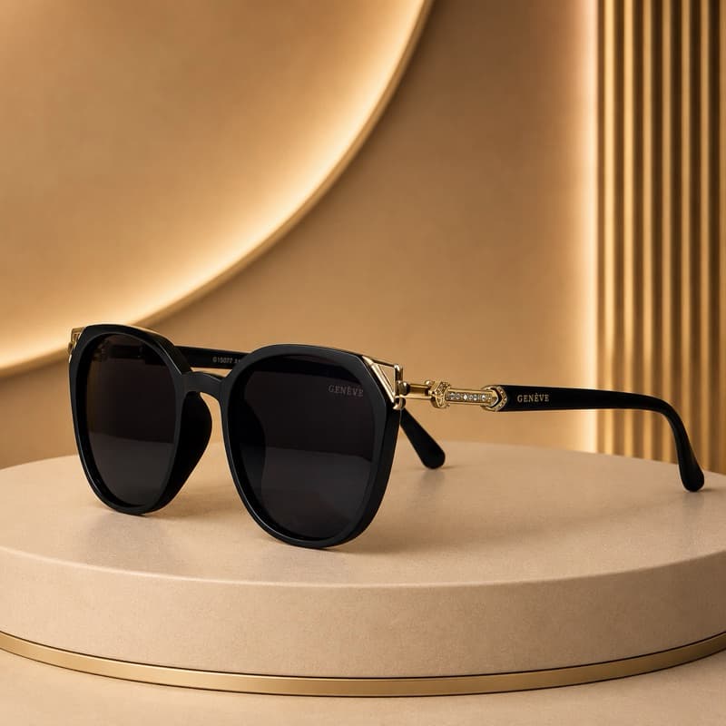 Óculos de Sol Genéve Feminino Gatinho Acetato UV400 Haste Cravejada Luxo