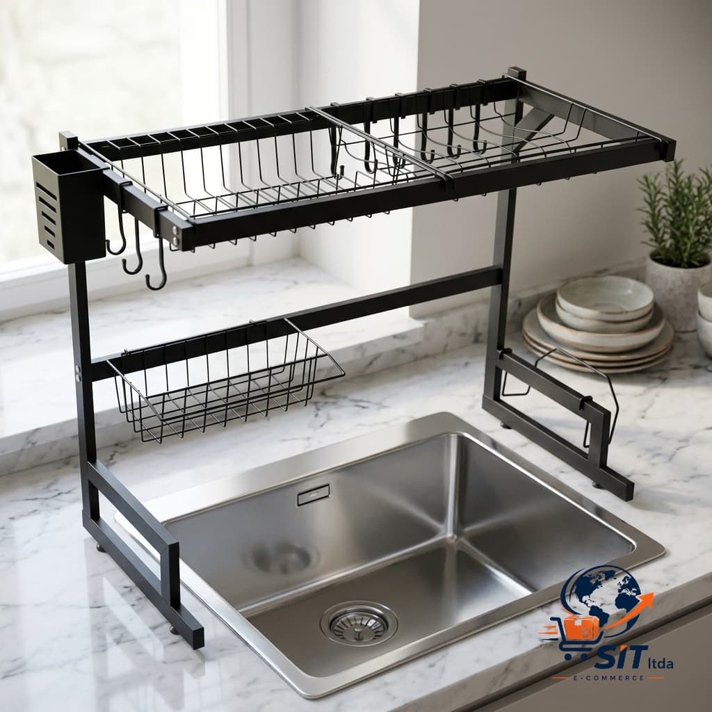 Escorredor Louca Suspenso Ferro 65 Cm X 51,5 Cm X 33,5 Cm Cozinha Balcao De Luxo