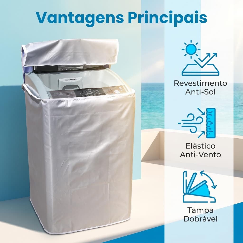 Capa Protetora com Ziper Impermeável Lavadora 5 até 11kg Compatível Brastemp Consul Electrolux
