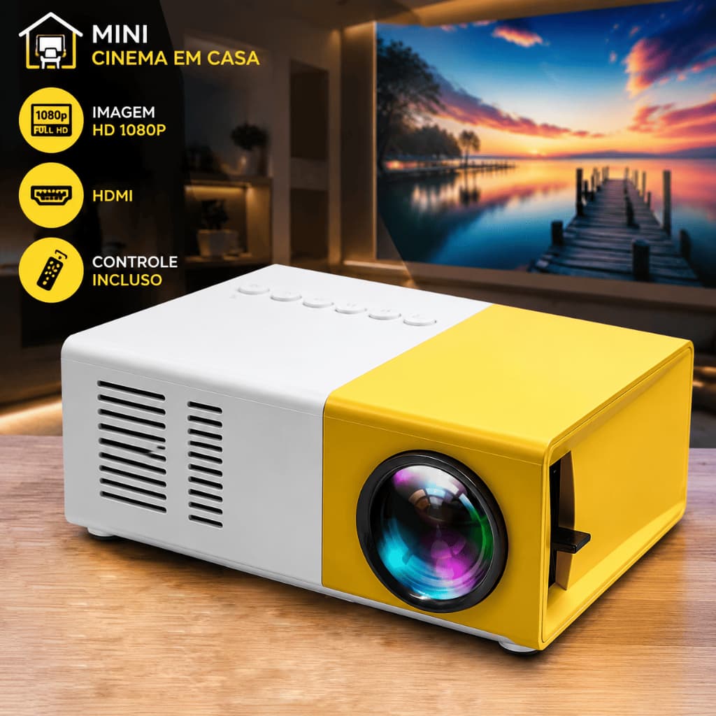 Mini Projetor Portátil LED HDMI YG300 1080p 600 Lumens USB AV Para Notebook PC TV Box e Videogame