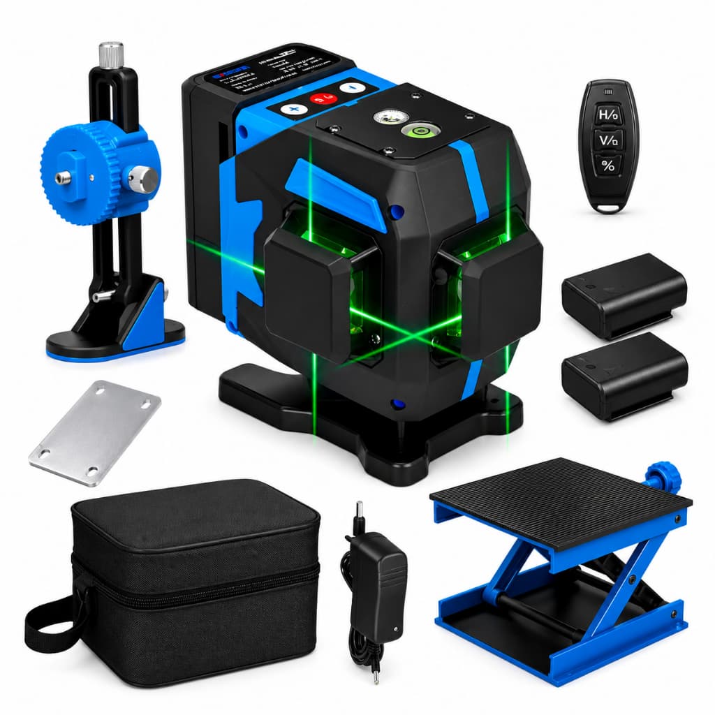 Nível Laser 12 linhas 3D Profissional Autonivelante Exbom 30 Metros Portátil + Kit Acessórios