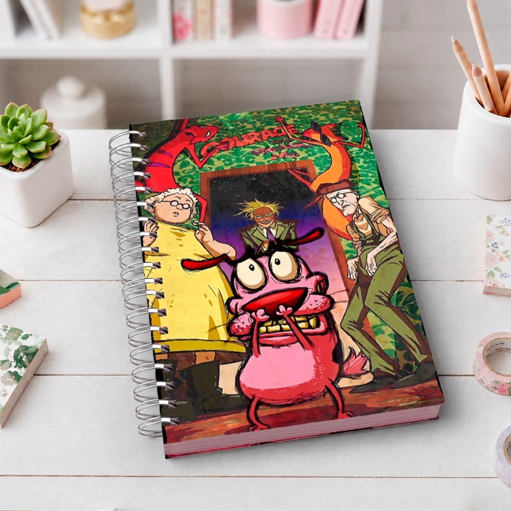 Caderno A5 Coragem o Cão Covarde | Capa Dura Premium | Wire-O | 80 Folhas | Ideal para Estudos