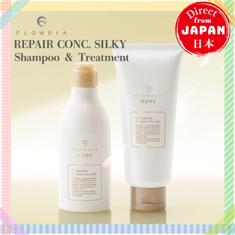 DEMI FLOWDIA Repair Con Silky Shampoo / Tratamento Profissional Reparação Capilar Cabelos Danificados Macio Sedoso 250ml 550ml Refil 1000ml
