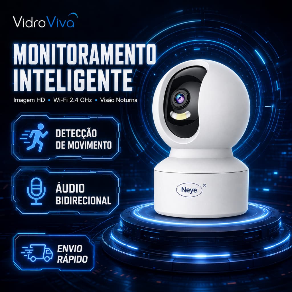 Câmera IP Wi-Fi PTZ 1080P com Rotação 360° Zoom Digital Áudio Duplo e Detecção de Movimento