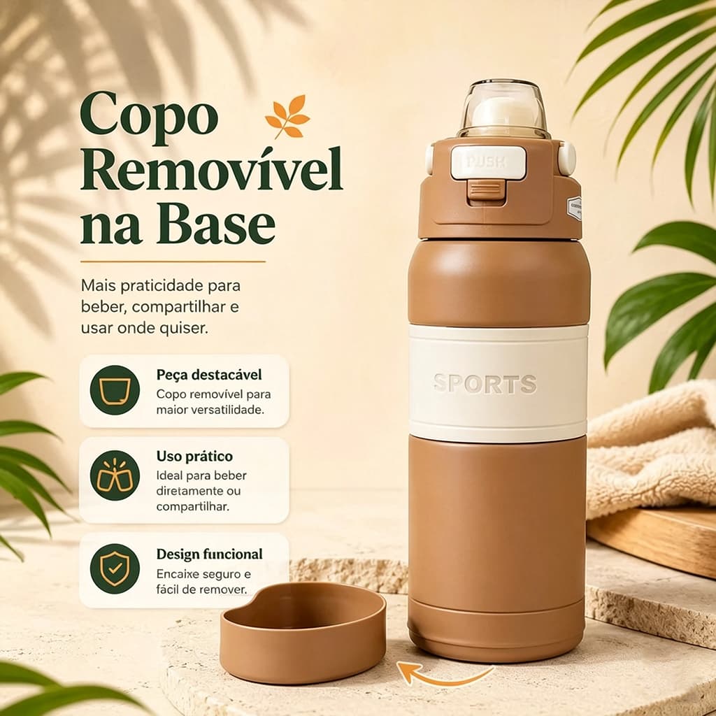 Garrafa Térmica SUS316 Inoxidável 600ml 800ml Esportiva Vacuum Insulada Durável Para Bebidas Quentes e Frias