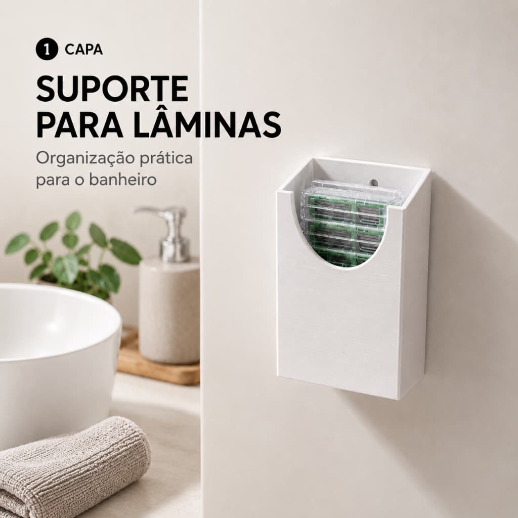 Suporte Organizador Porta Lâmina de Barbear Gilette Mach3 de Parede para Banheiro