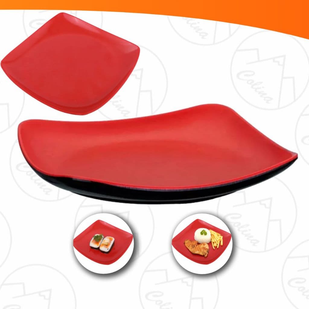 Kit 2 a 12 Pratos Quadrados oriental Japones Melamina Restaurante Sushi Importadora Util