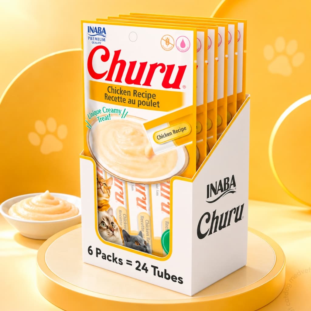 Petisco Churu Para Gatos Sabor Frango 24 Sachês Tubets De 14g Cada Unidade