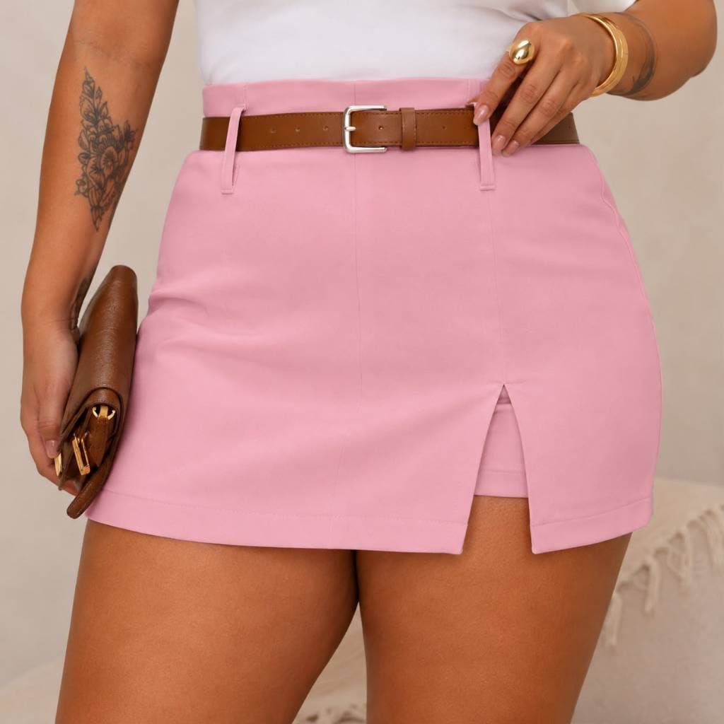SHORT SAIA ALFAIATARIA PREMIUM PLUS SIZE COM CINTO-G1 G2 e G3